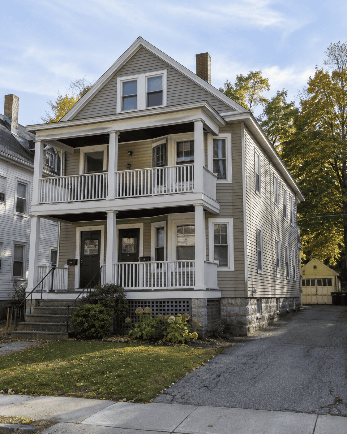 Traditional two-family residential home representative of multifamily properties in Springfield Massachusetts